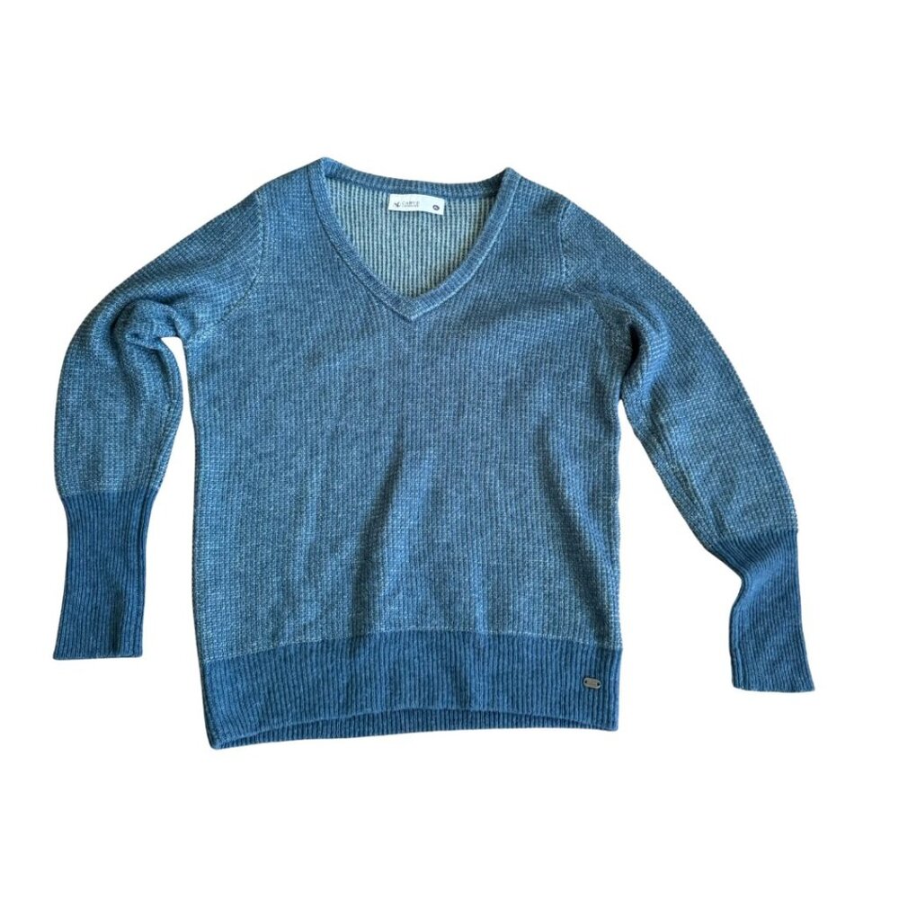 Carve Designs wool/alpaca blend blue knit textured v-neck XL